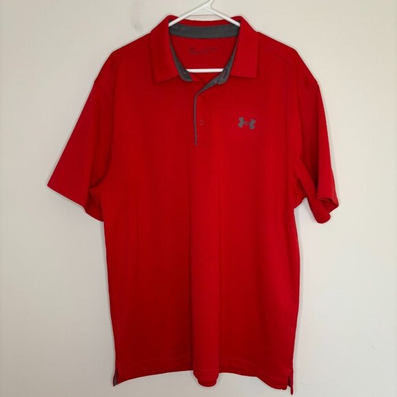 UNDER ARMOUR UA Tech Polo Mens XL Red Wicking Breathable - Picture 5 of 7